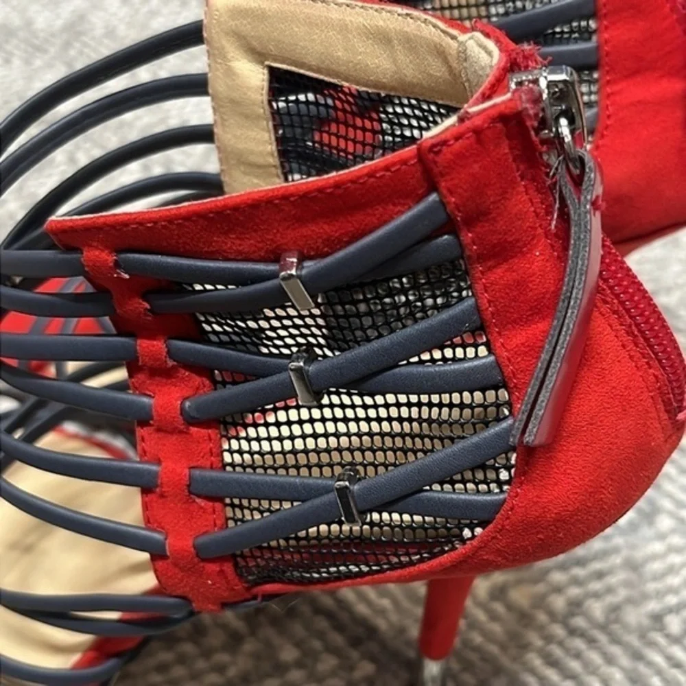 GX by Gwen Stefani Red and Black Strappy Stiletto Heels
